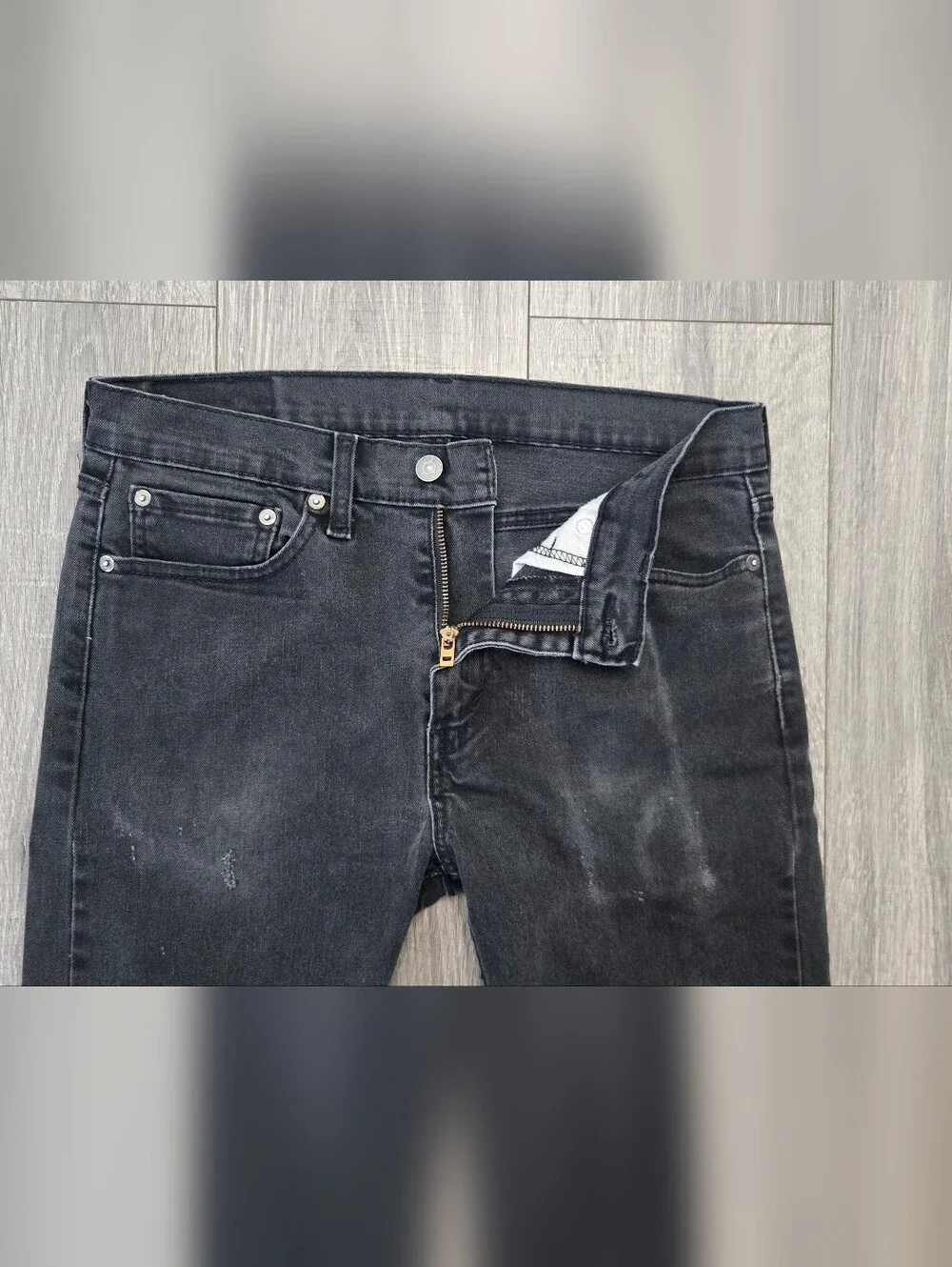 Levi’s 510 Skinny Fit Black Distressed Jeans Men’s W31 L32 Stretch Denim